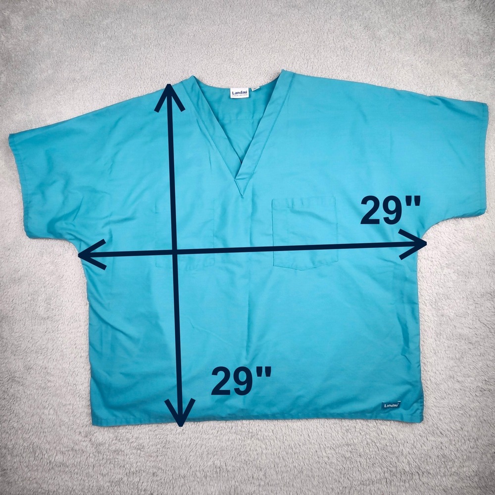 Landau Scrub Tops Unisex 3XL Blue Red V-Neck Pocket Medical Workwear Smock - Picture 2 of 16